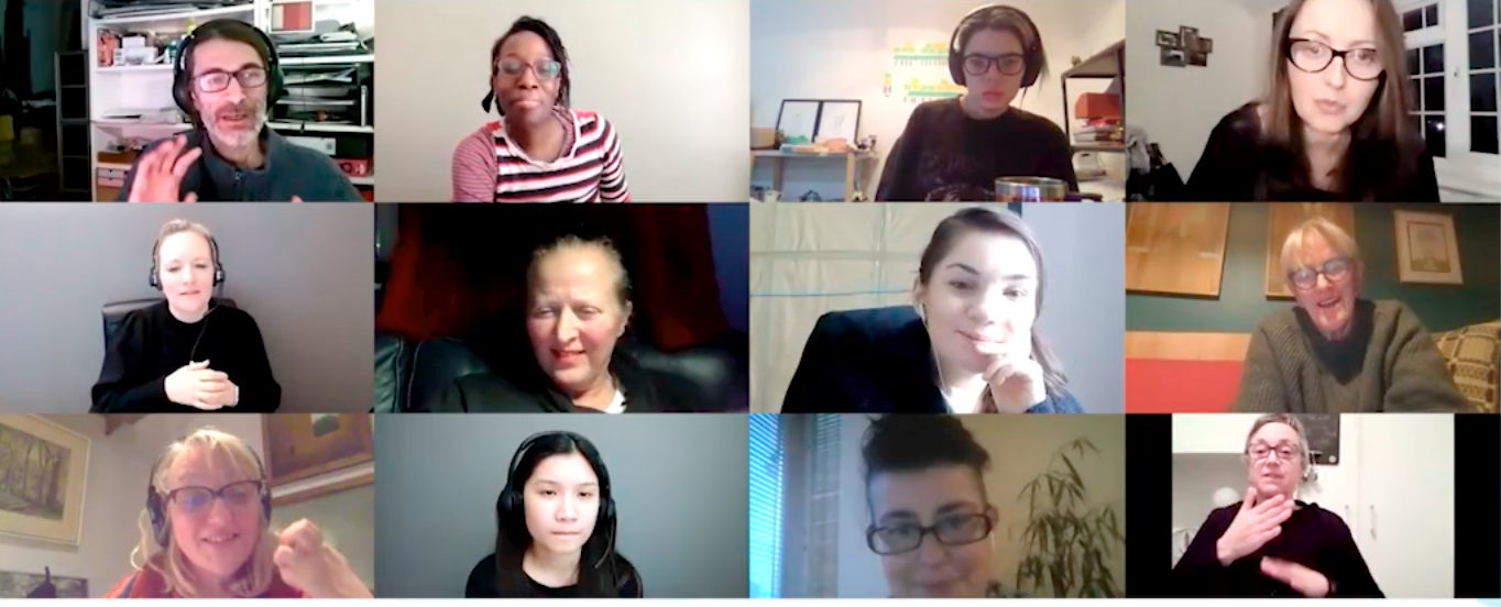A photograph of different Sync Leaders in a Zoom screen. Sync UK/Canada 2021